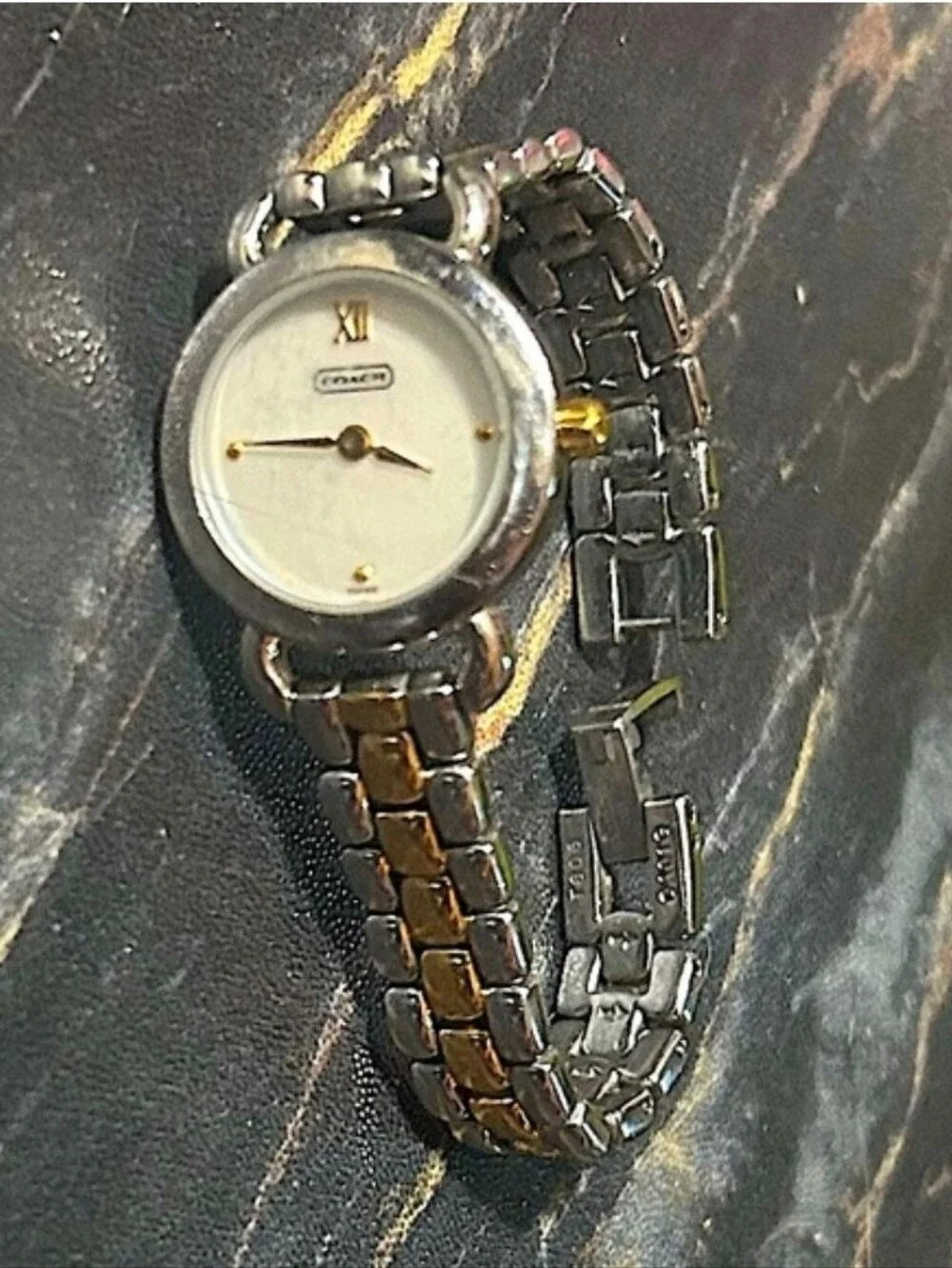 Silver and Gold Two-Tone Women's Mnimalist Coach Dress Watch -